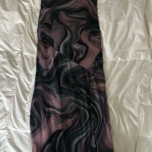Caution To The Wind Asymmetrical Skirt in Black and Pink Swirl